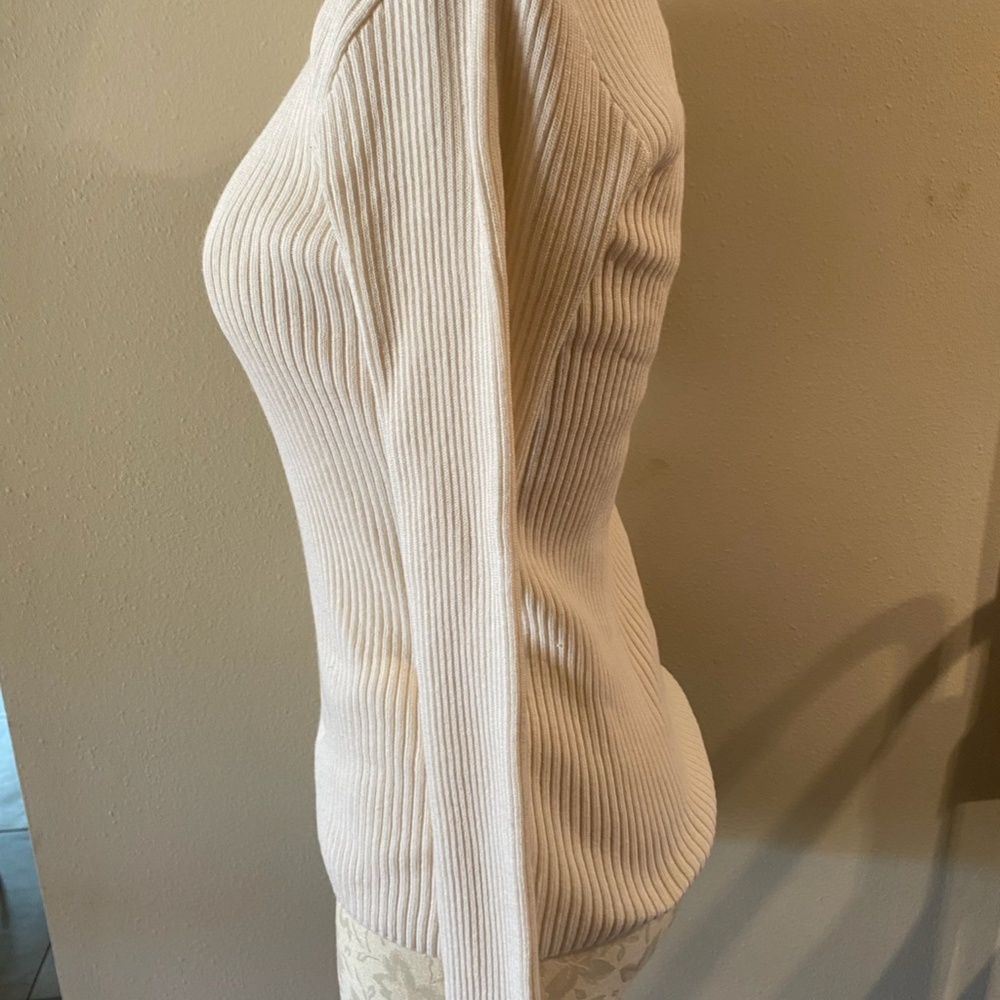Judd Heller mock white cotton/acrylic turtleneck ribbed size M - Picture 4 of 6